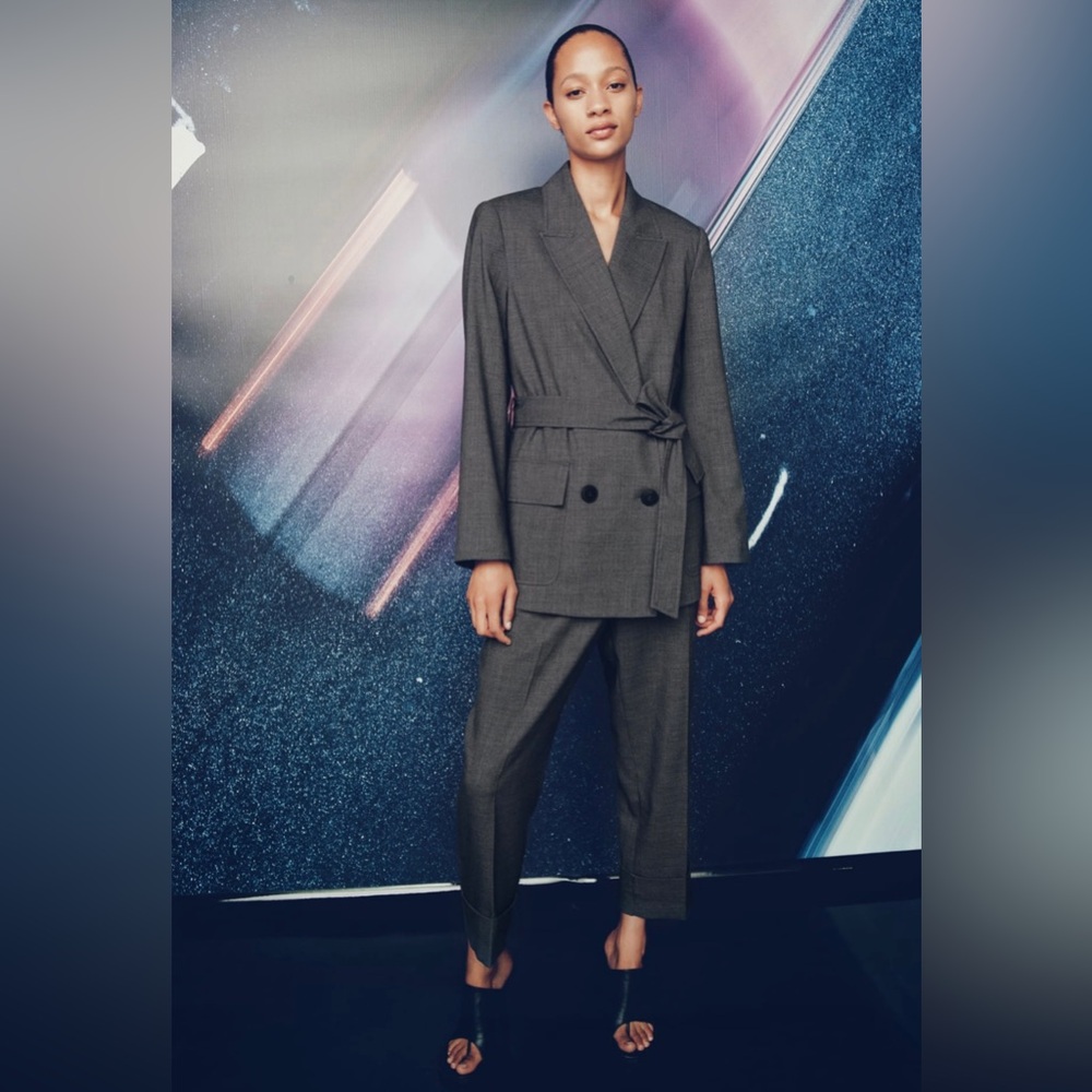 Zara grey suit fluid pants.